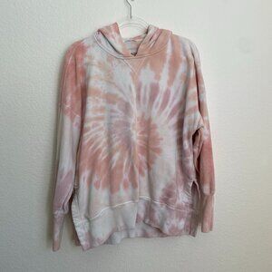 Abercrombie & Fitch Garment Dyed Tie-Dye Soft A&F Hoodie Blush Pink/White